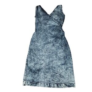 Vintage 90's  Paris Blues Dress Womens Size 9 Acid Wash Stretch Sleeveless Denim